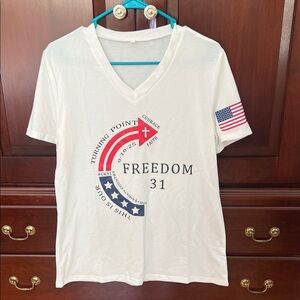 White Turning Point USA Freedom Graphic T-Shirt. NWOT
